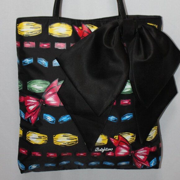 Brighton Take A Beau Big Bow Black Tote Shoulder Bag Purse - Picture 2 of 12